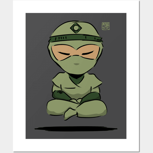 Meditating Ninja - Focus Wall Art by spotcolor